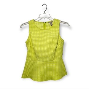 Banana Republic Green Yellow Sleeveless Peplum Top 6P